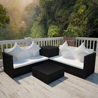 VidaXL Loungeset poly rattan zwart 14-delig