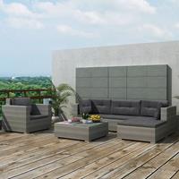 VidaXL Loungeset poly rattan grijs 17-delig