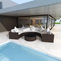 VidaXL 6-delige Loungeset met kussens poly rattan bruin