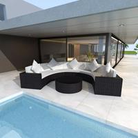 vidaXL 6-tlg. Garten-Lounge-Set mit Auflagen Poly Rattan  Schwarz