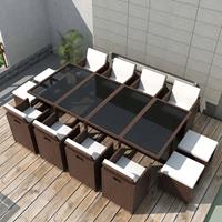 VidaXL 13-delige Tuinset met kussens poly rattan bruin