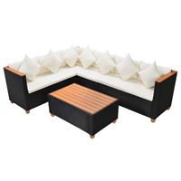 VidaXL Loungeset poly rattan HKC blad zwart 21-delig