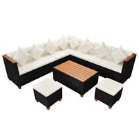 vidaXL 7-tlg. Garten-Lounge-Set mit Auflagen Poly Rattan  Schwarz