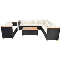 VidaXL Loungeset poly rattan HKC blad zwart 31-delig