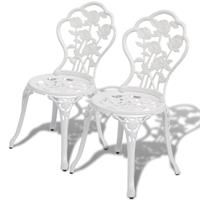 VidaXL Bistro stoelen wit 41x49x81,5 cm gegoten aluminium 2 st