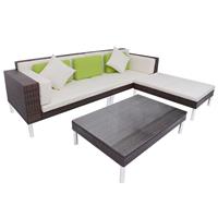 VidaXL Loungeset poly rattan bruin 17-delig