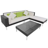 VidaXL Loungeset poly rattan zwart 17-delig