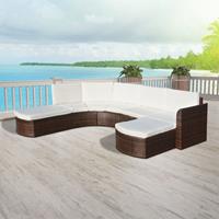 vidaXL 4-tlg. Garten-Lounge-Set mit Auflagen Poly Rattan  Braun