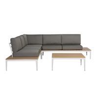 Lounge Set Aluminium weiß 4-Sitzer Auflage grau POSITANO - BELIANI