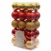 Decoris Kerstboom decoratie kerstballen mix goud/rood 30 stuks