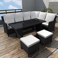 VidaXL Loungeset poly rattan zwart 14-delig