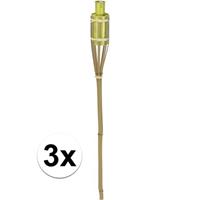 Bellatio 3x Bamboe tuinfakkel geel 65 cm