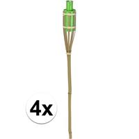 Bellatio 4x Bamboe tuinfakkel groen 65 cm