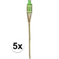Bellatio 5x Bamboe tuinfakkel groen 65 cm