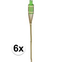 Bellatio 6x Bamboe tuinfakkel groen 65 cm