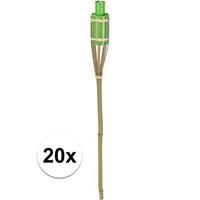 Bellatio 20x Bamboe tuinfakkel groen 65 cm