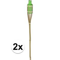 Bellatio 2x Bamboe tuinfakkel groen 65 cm