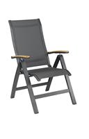 kettler Altura Curve verstelbare fauteuil met teak armlegger aluminium textilene