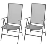 Stapelbare Gartenstühle 2 Stk. Stahl Grau - VIDAXL