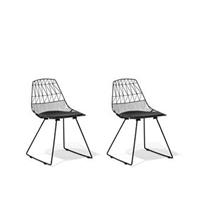 Beliani Roestvrijstalen stoelen zwart set van 2 HARLAN