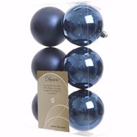 Decoris Kerst kerstballen blauw 6 cm Elegant Christmas 6 stuks Blauw