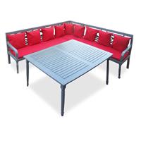 vidaXL 4-delige Loungeset massief acaciahout grijs en rood