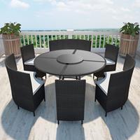 vidaXL Tuinset rond poly rattan zwart 13-delig