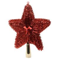 Kerstboom piek glitters rood 23 cm Rood