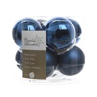 Ksd Kerstbal glas glans-mat diameter 7cm nacht blauw 