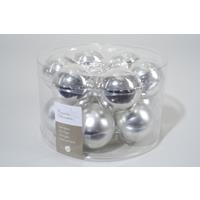 Ksd 12 kerstballen zilver glans-mat 50 mm
