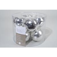 Ksd 8 kerstballen zilver glans-mat 70 mm