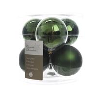 Ksd Kerstbal glas glans-mat diameter 8cm Dennen groen 