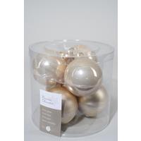 kaemingk Christbaumkugeln Pearl beige ø 8 cm aus Glas - 6er Set