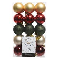 Rood/groen/gouden kerstversiering kerstballenset kunststof 6 cm Multi