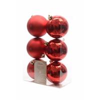 Kerstboom decoratie kerstballen mix rood 12 stuks Rood