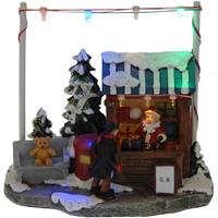 Kerstdorp cadeau kraampje/winkeltje 16 cm met LED verlichting Multi