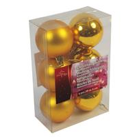 Gouden kerstballen kerstversiering van kunstof 12 stuks van 6 cm Goudkleurig