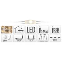LED-Lichterkette, warmweiß, 200 LEDs, halbtransparent, 230V~, Innen/Außen - MARKENLOS
