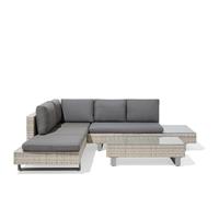 beliani Modernes Rattan Lounge Gartenmöbel Set grau und beige für 5 Personen Lanciano - Grau