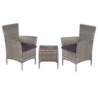 vidaXL 3-tlg. Bistro-Set Poly Rattan  Grau