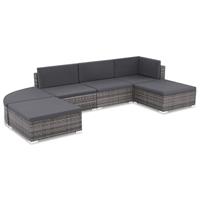 Loungeset poly rattan grijs 16-delig