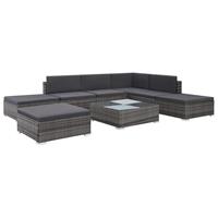 Loungeset poly rattan grijs 20-delig