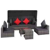 Loungeset poly rattan grijs 23-delig