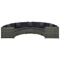 7-delige Loungeset met kussens poly rattan grijs