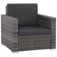 Loungeset poly rattan grijs 35-delig