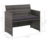 vidaXL 2-Sitzer-Gartensofa mit Polstern  Grau