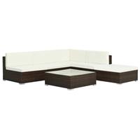 Loungeset poly rattan bruin 16-delig