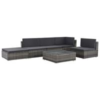 Loungeset poly rattan grijs 16-delig