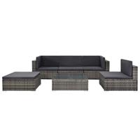 Loungeset poly rattan grijs 17-delig