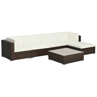 Loungeset poly rattan bruin 17-delig